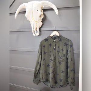 Rails Silk Blouse - Sage w/ Black Stars